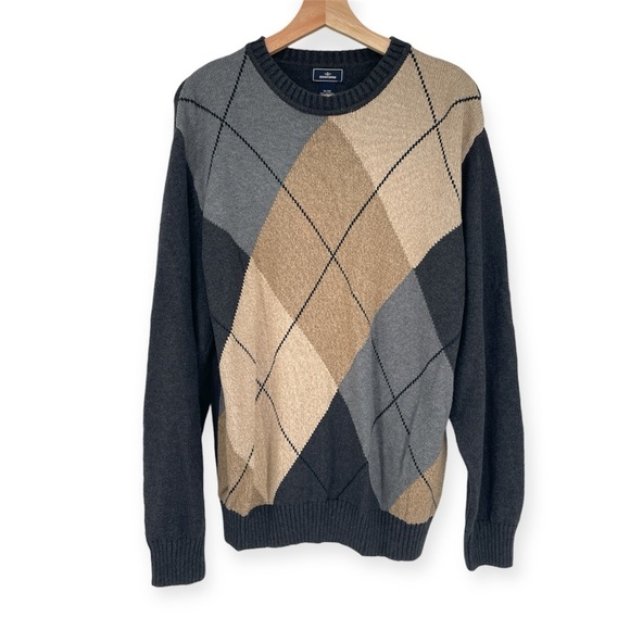 NWOT Dockers Men’s 100% Cotton Argyle Neutral Earth Tone Sweater‎ Top Size XL - Picture 1 of 4
